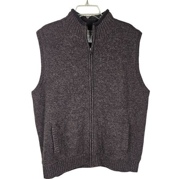 L.L. Bean Wool Full Zip Vest XL Brown Sherpa Lined Academia Quiet Luxury Preppy - Picture 1 of 8